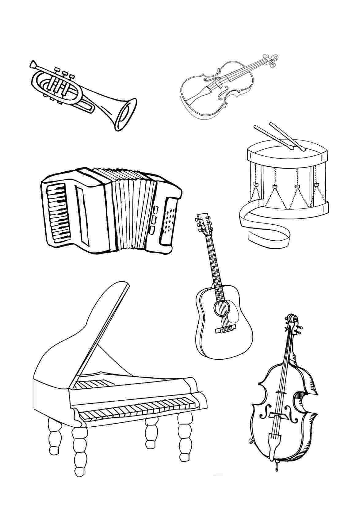 Dibujos de Diversión con Instrumentos Musicales para colorear