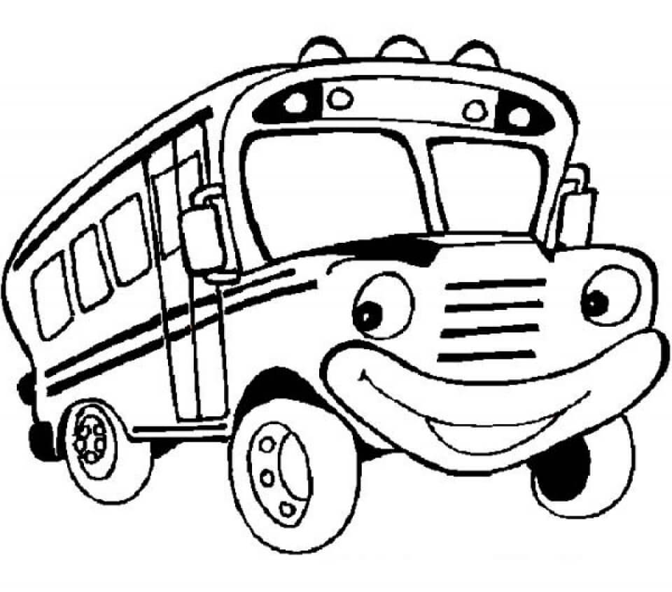 Diversión en Autobús Escolar de Dibujos Animados para colorir