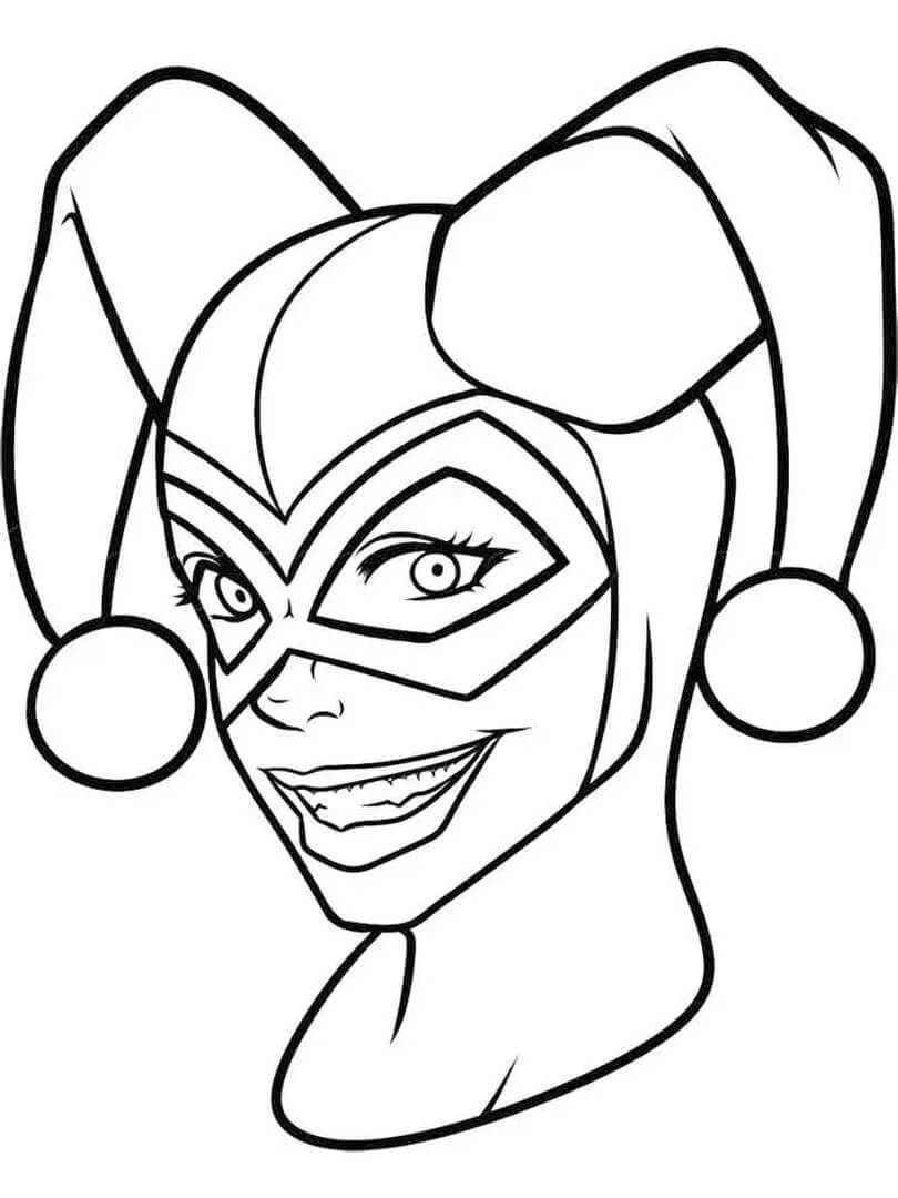 Dibujos de Divertida cabeza de Harley Quinn para colorear