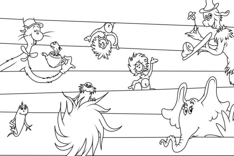 Dibujos de Divertido Dr. Seuss y Sus Amigos para colorear