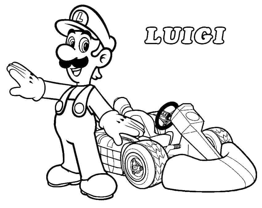 Divertido Luigi y Coche para colorir
