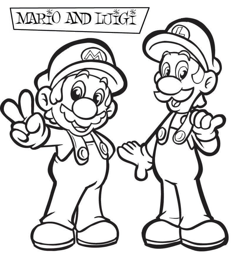 Dibujos de Divertido Luigi y Mario para colorear