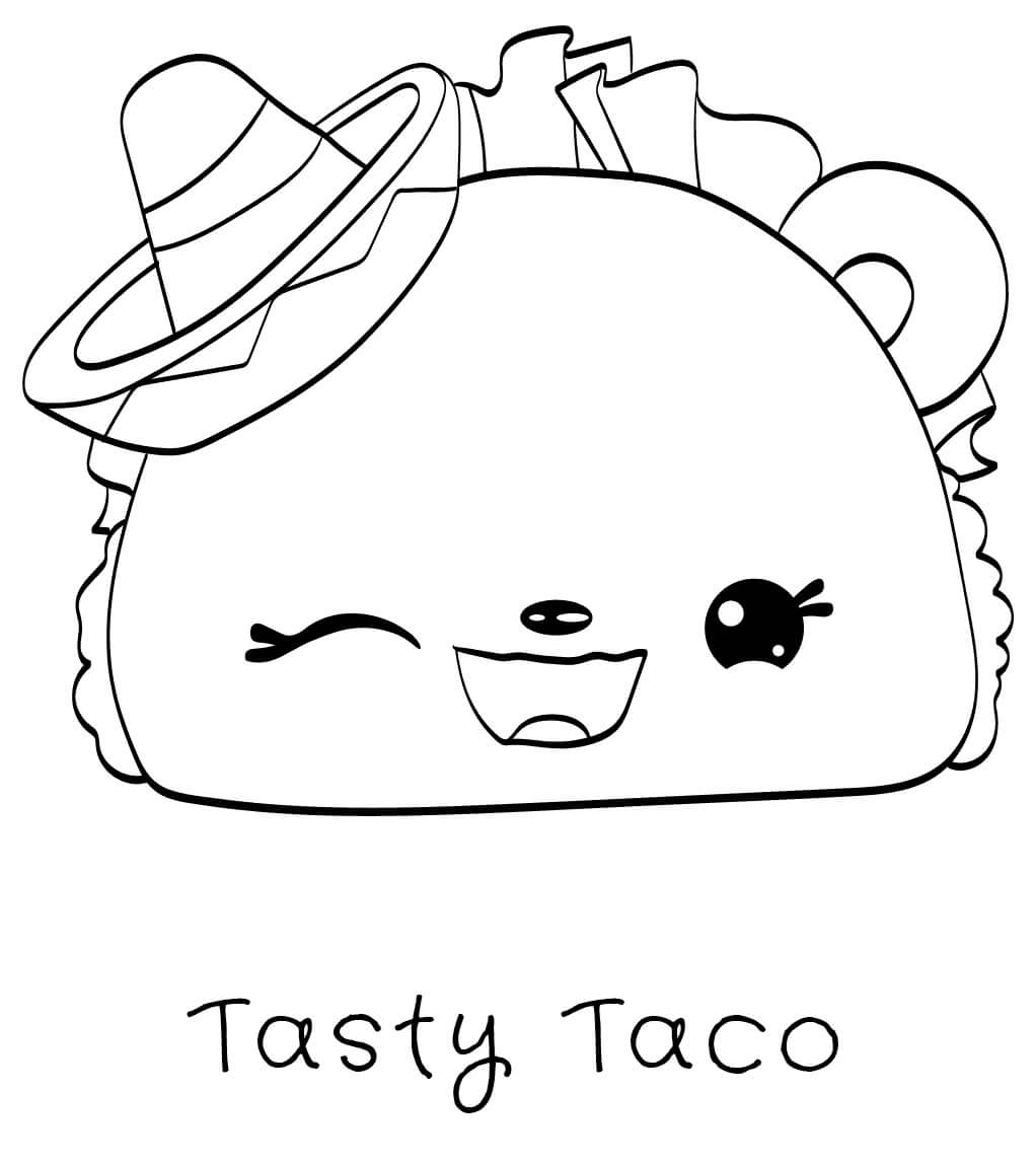 Dibujos de Divertido Taco Sabroso en Num Noms para colorear