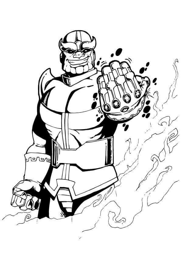 Dibujos de Divertido Thanos con Infinity Gauntlet para colorear