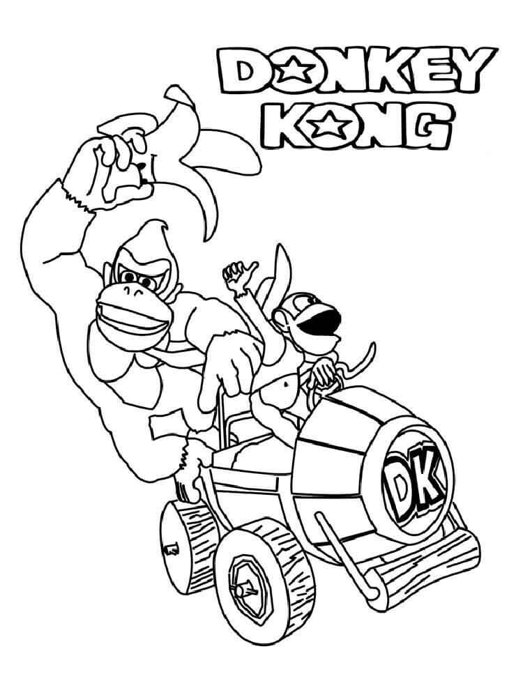 Dibujos de Donkey Kong contra Mario para colorear