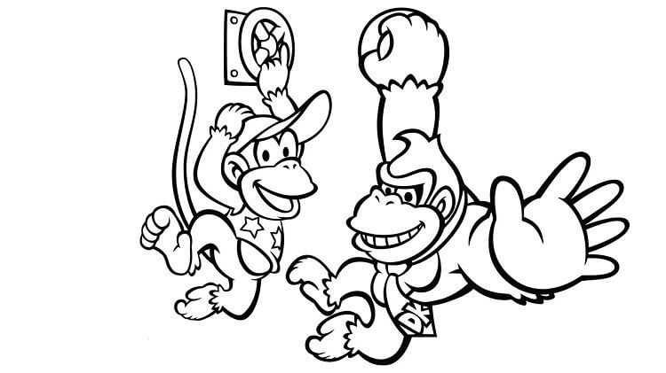 Dibujos de Donkey Kong y Diddy Kong para colorear