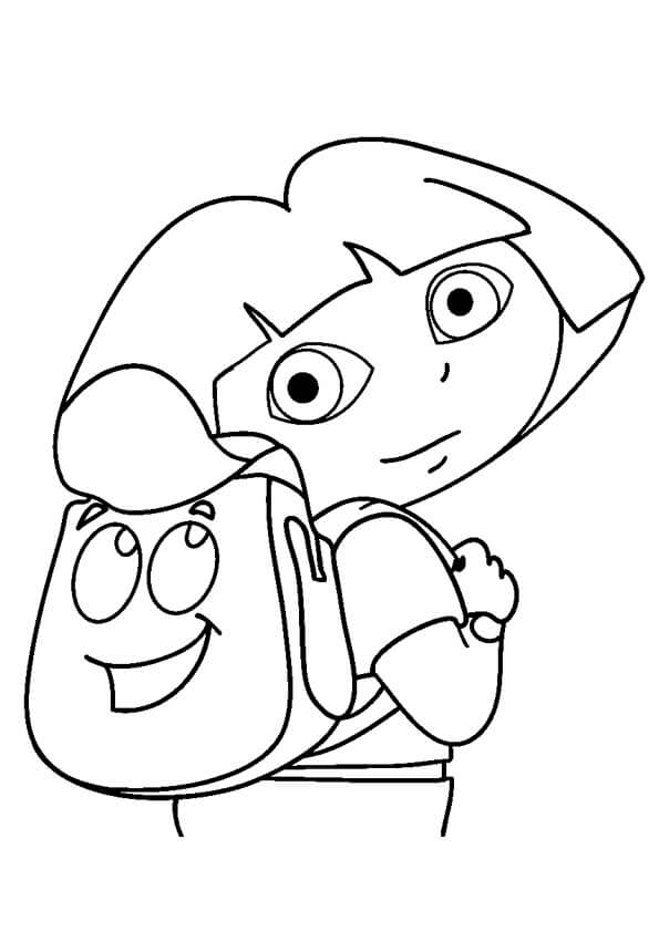 Dibujos de Dora con Mochila para colorear