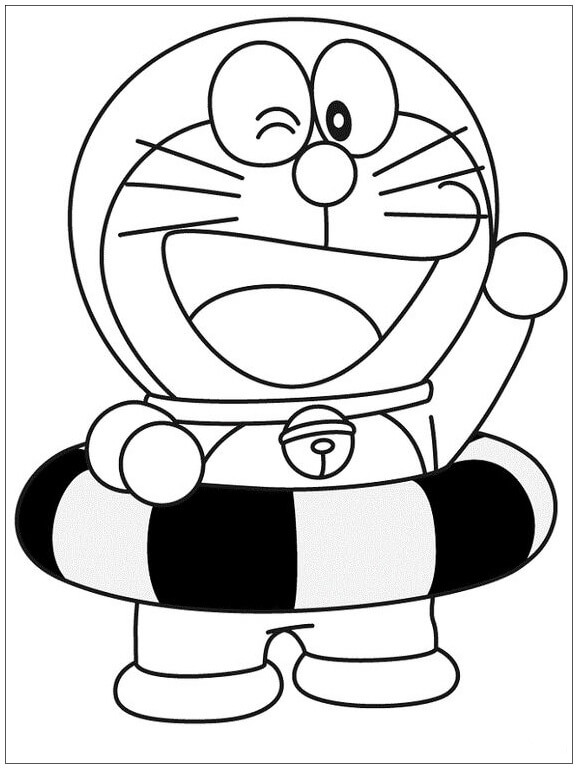 Doraemon va a Nadar para colorir