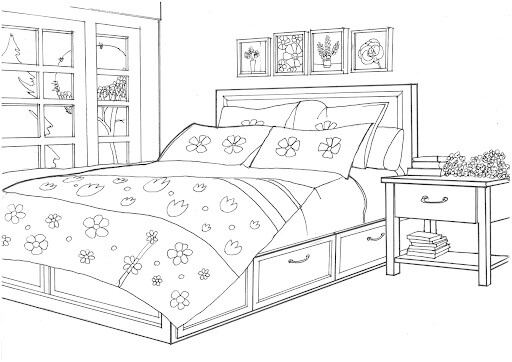 Dormitorio en el Estilo Provenzal para colorir