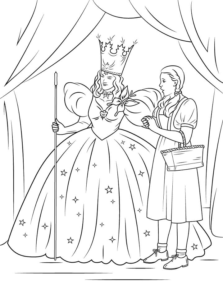 Dorothy Con Glinda, La Bruja Buena Del Norte para colorir