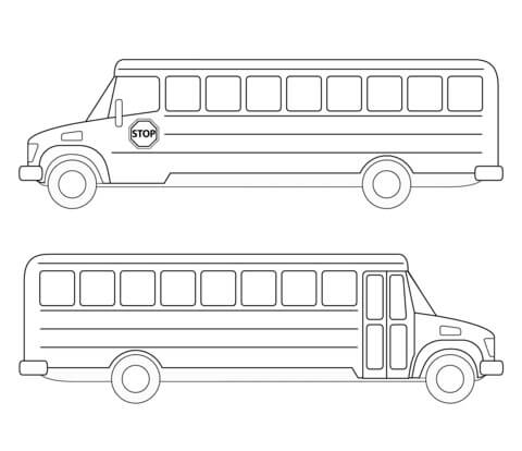 Dibujos de Dos Autobuses Escolares para colorear