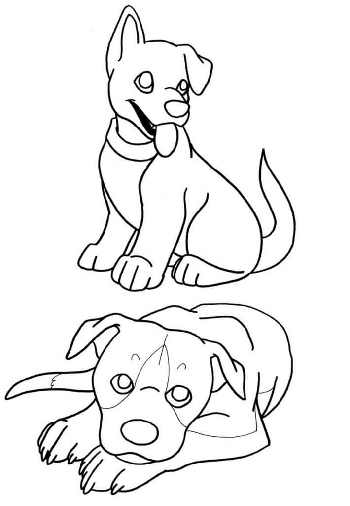 Dibujos de Dos Cachorros para colorear