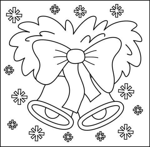 Dibujos de Dos Campana con Copo de Nieve para colorear