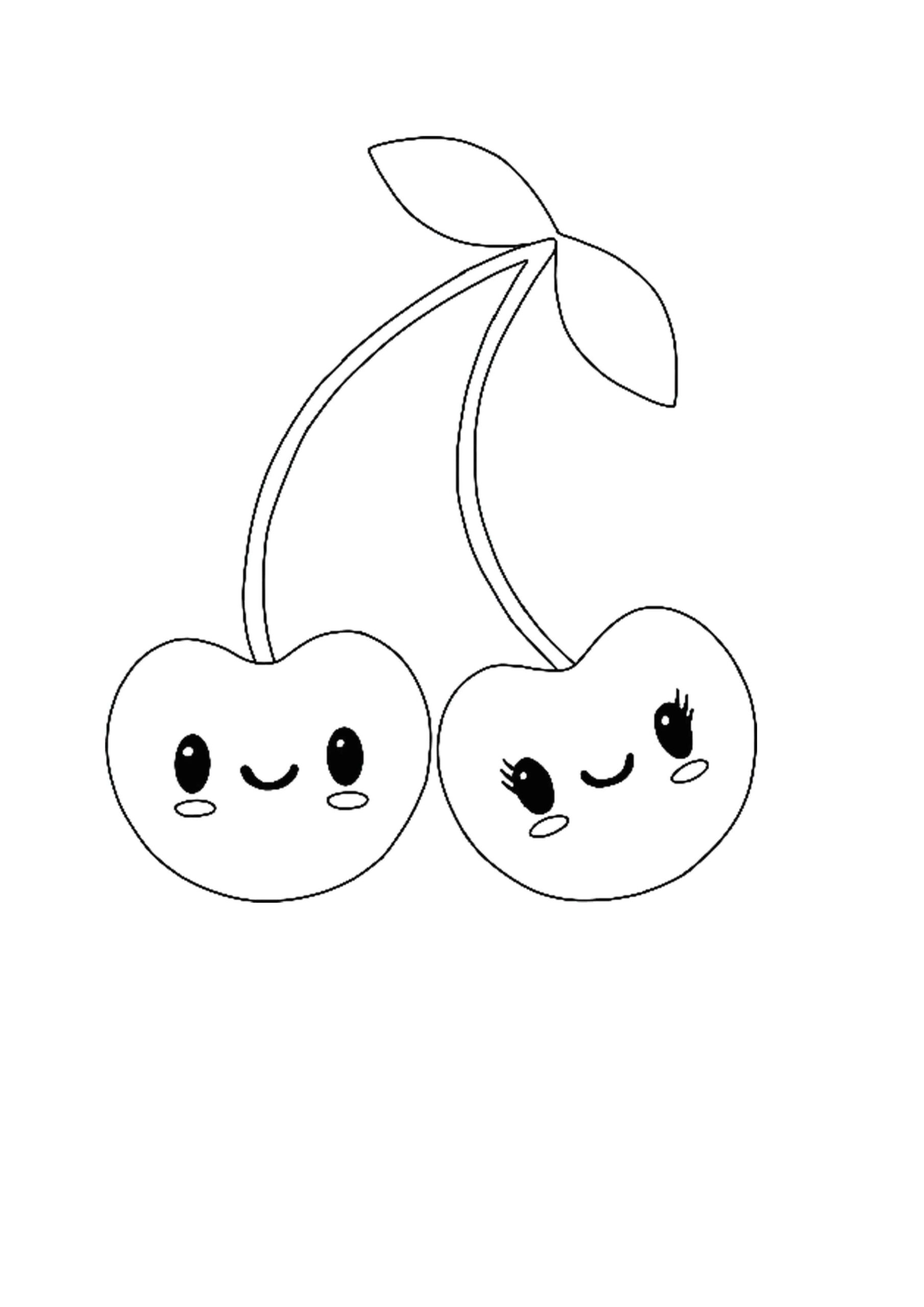 Dibujos de Dos Cereza Sonriendo para colorear