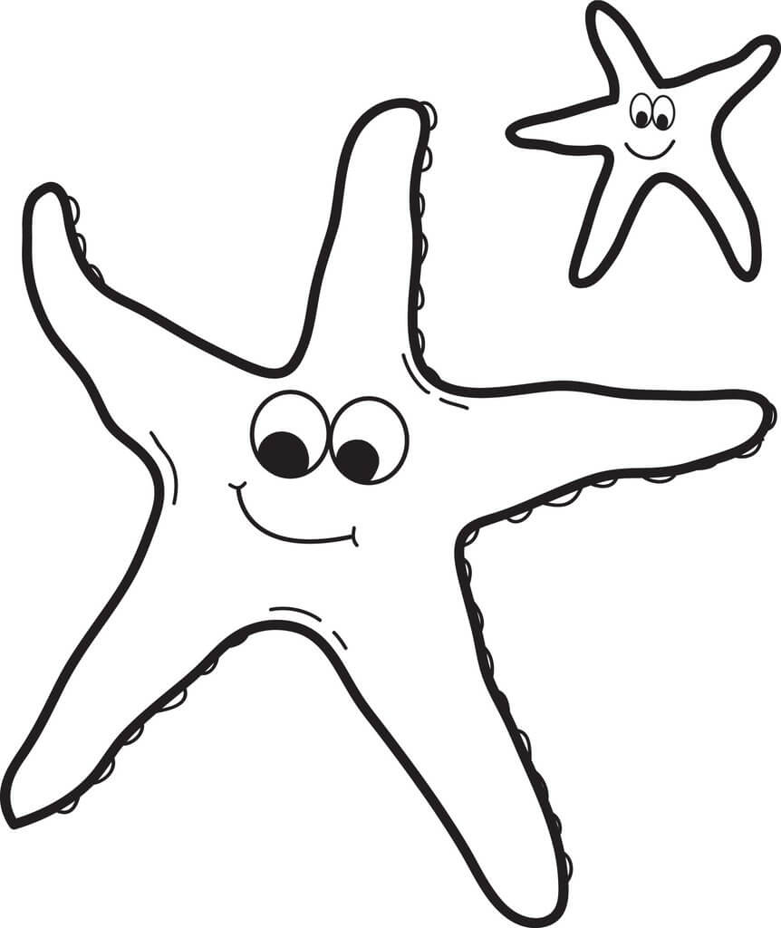 Dibujos de Dos Estrellas de mar Sonriendo para colorear