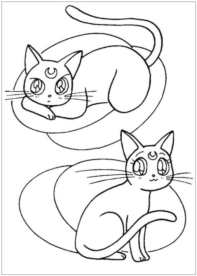 Dibujos de Dos Gatos Guerreros Lindos para colorear