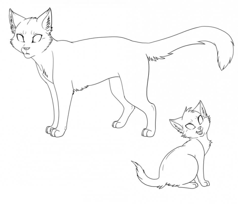 Dibujos de Dos Gatos Guerreros para colorear