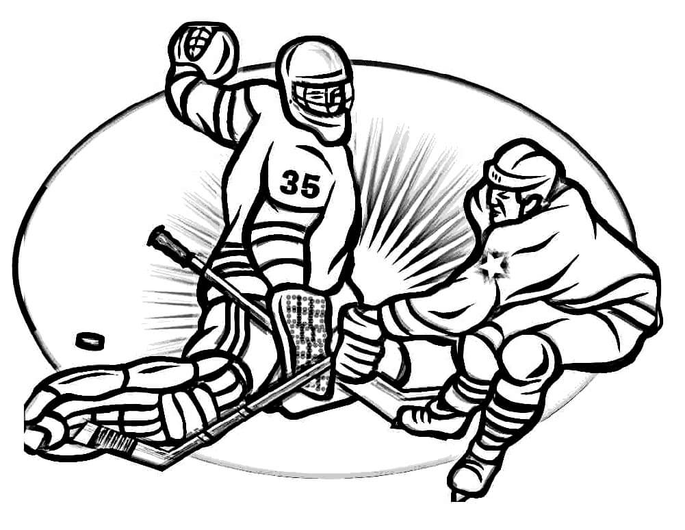 Dibujos de Dos Jugadores de Hockey para colorear