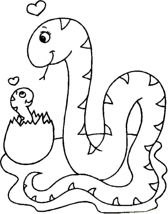 Dibujos de Dos Madre y bebé Serpiente para colorear