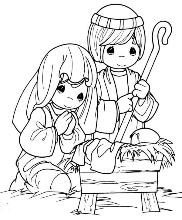 Dos Niños En La Natividad para colorir