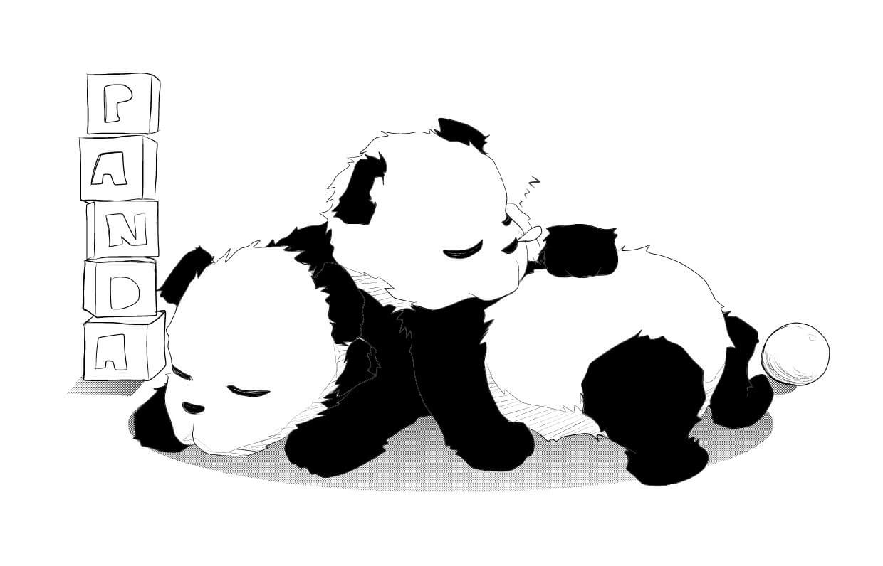Dibujos de Dos Panda Durmiendo para colorear