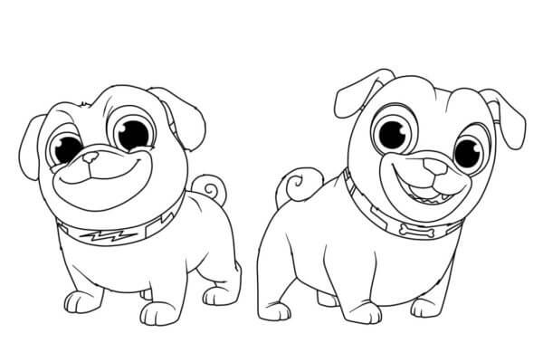 Dibujos de Dos Pug Disney Junior para colorear