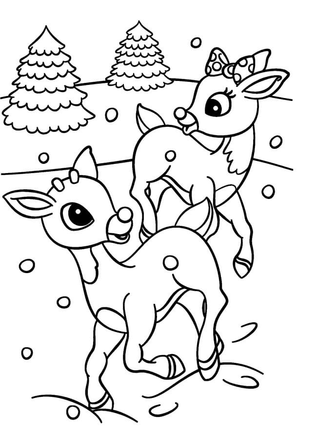 Dibujos de Dos Rudolph para colorear