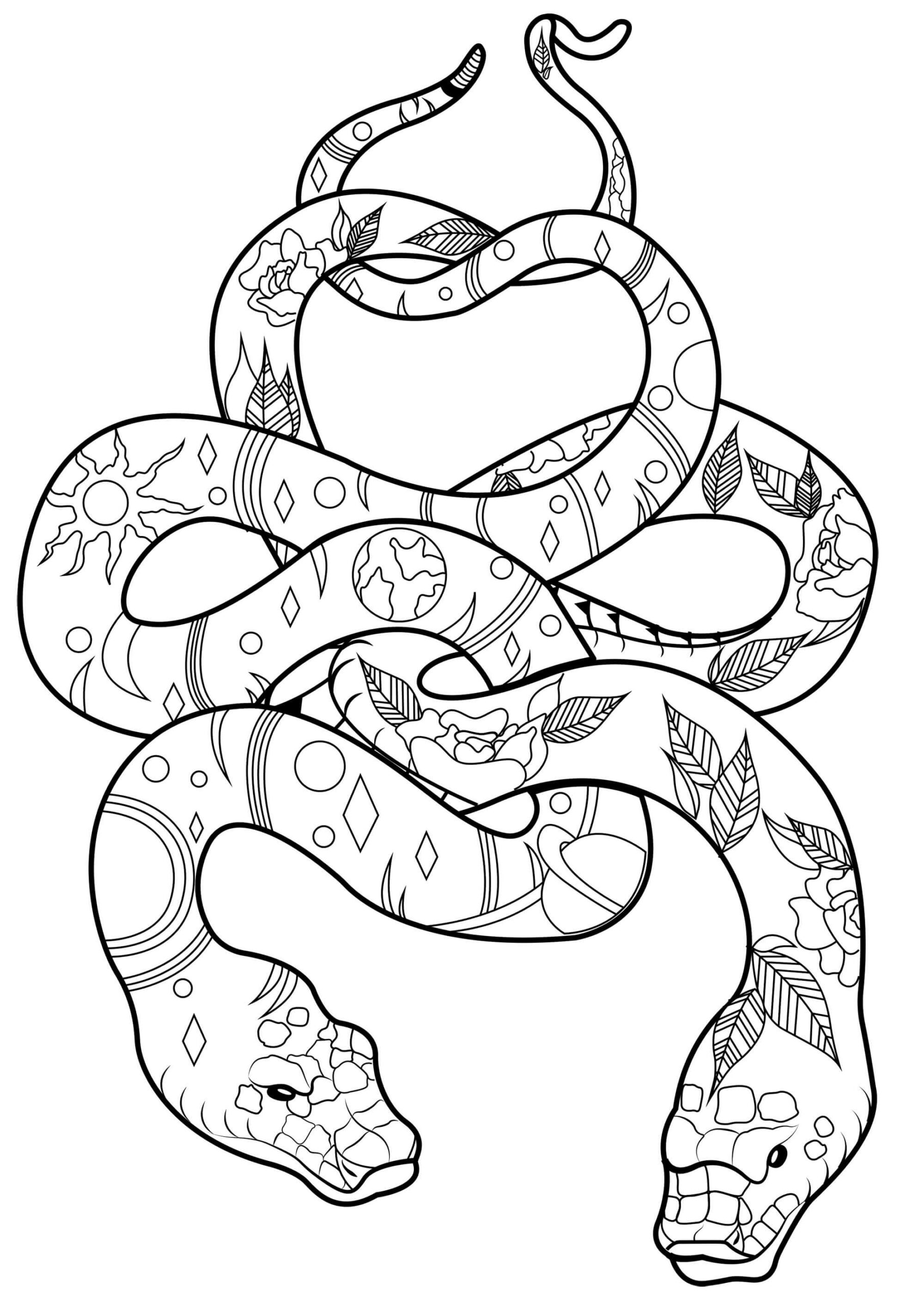 Dibujos de Dos Serpientes para colorear