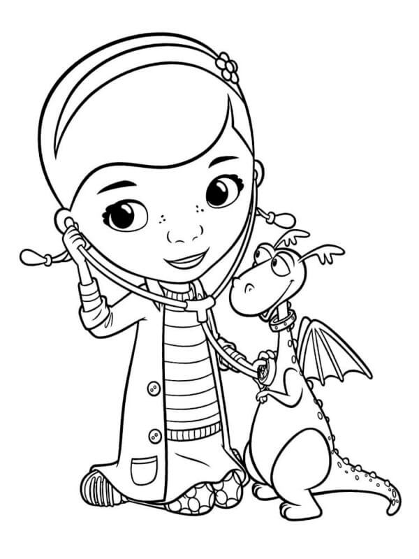 Dibujos de Dottie y Bebé Dragón para colorear