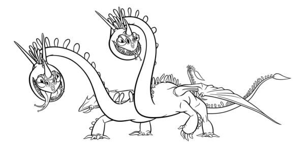 Dibujos de Dragón Tres Cabezas para colorear