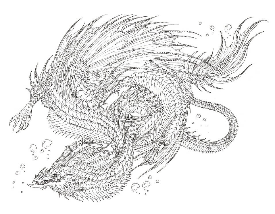 Dibujos de Dragón Serpiente de Mar para colorear
