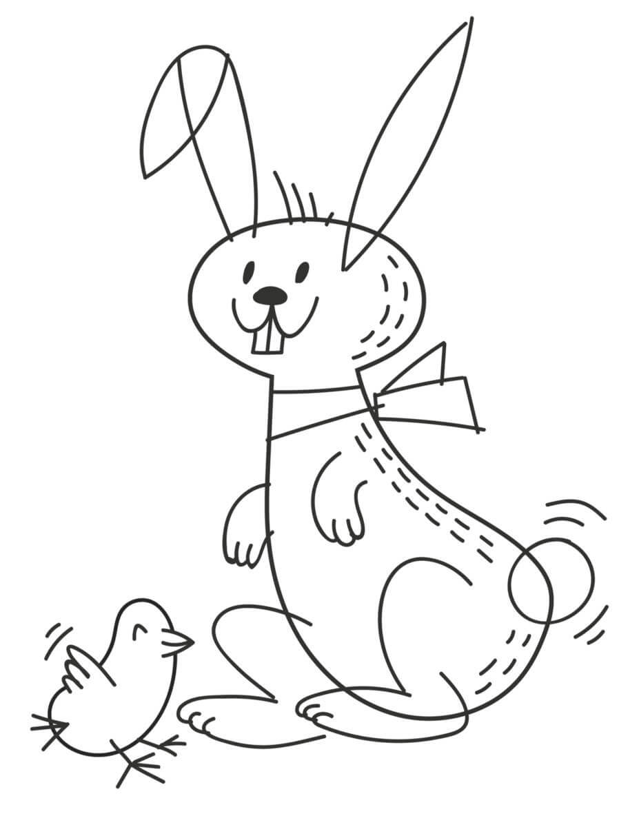 Drawing Easter Bunny and Chick para colorir