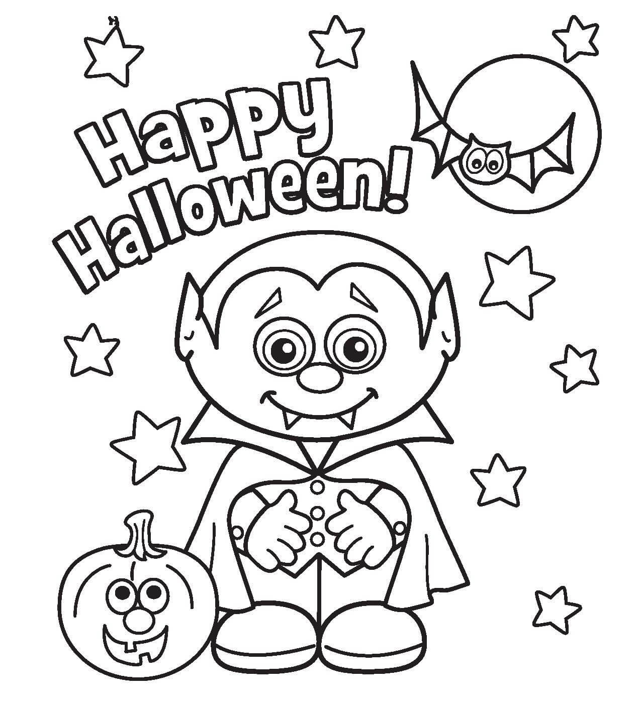 Dibujos de Drácula Feliz Halloween para colorear