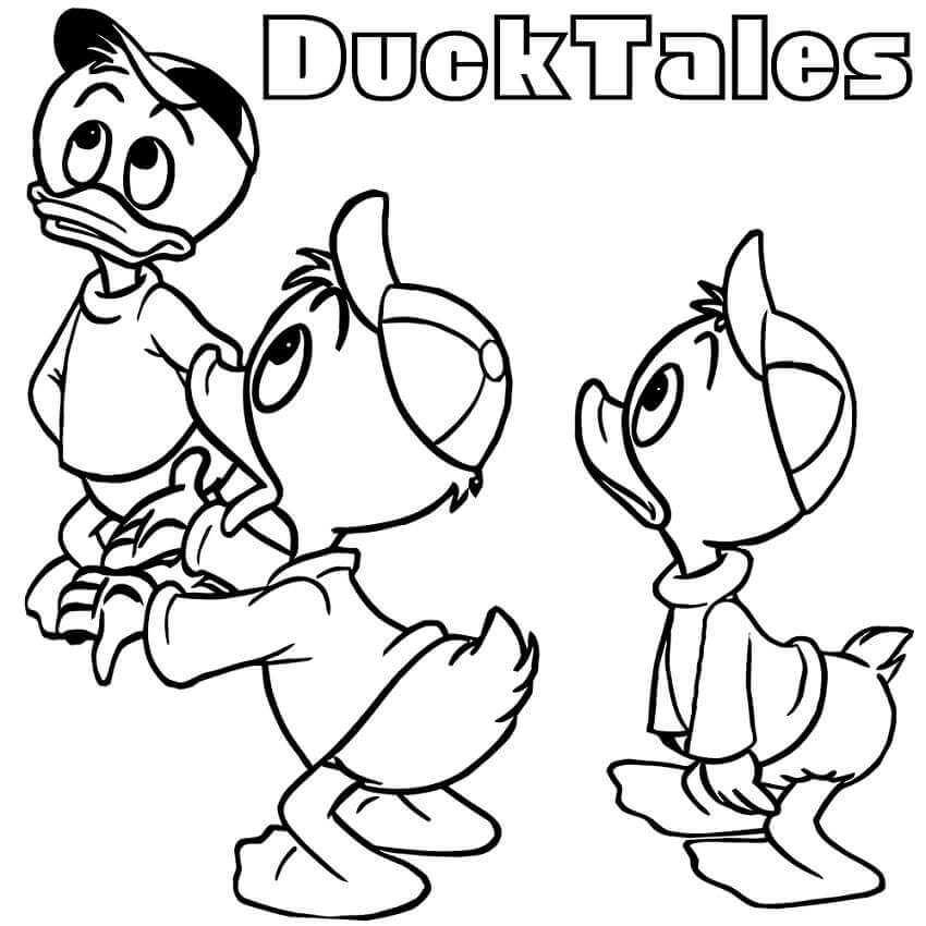 Dibujos de Ducktales'den Huey, Dewey ve Louie para colorear