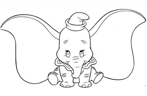 Dibujos de Dumbo Alegre Con Orejas Muy Largas para colorear