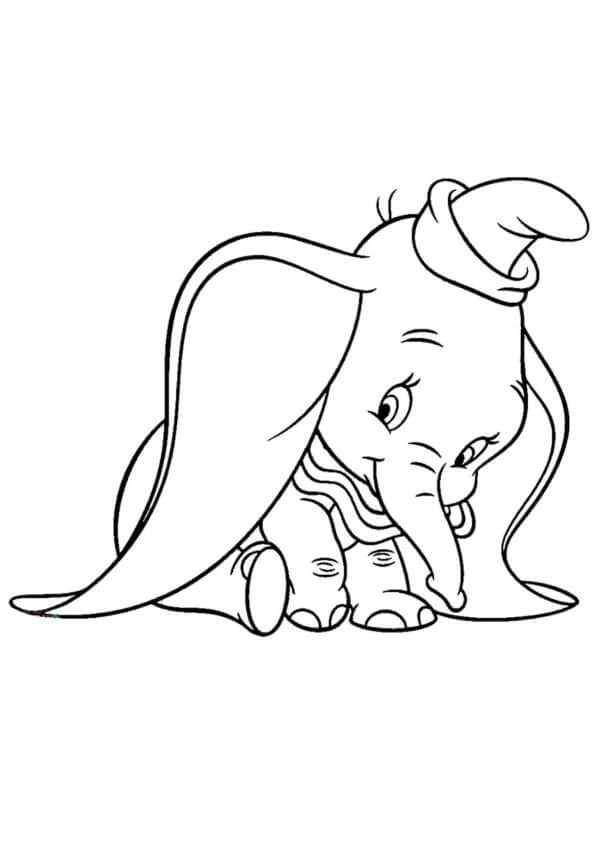 Dibujos de Dumbo Aprendió a Volar Con orejas para colorear