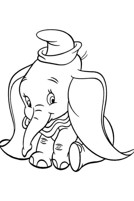 Dibujos de Dumbo Ingenuo y Divertido para colorear