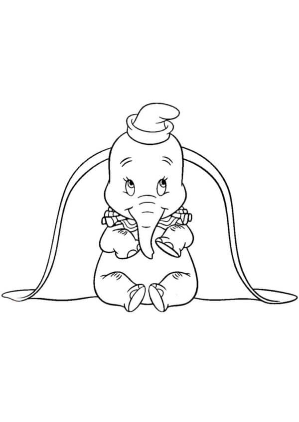 Dumbo Sentado para colorir