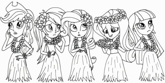 Dibujos de Dziewczyny Zebrały Się na Hawajskiej Imprezie para colorear