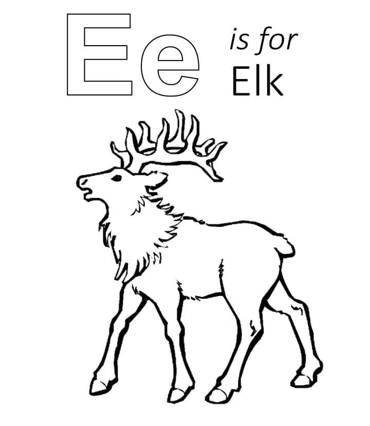 Dibujos de E es para Elk para colorear