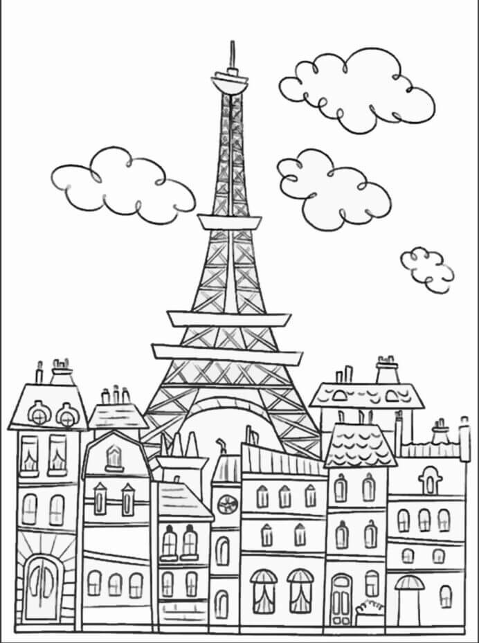 Edificio de la Torre Eiffel para colorir