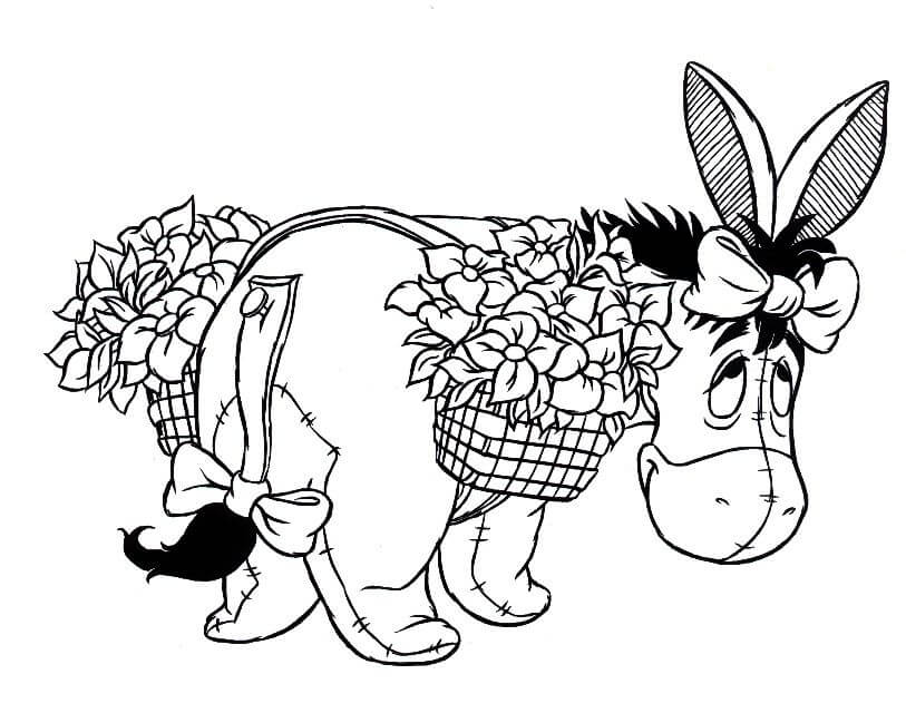 Dibujos de Eeyore con Flor para colorear