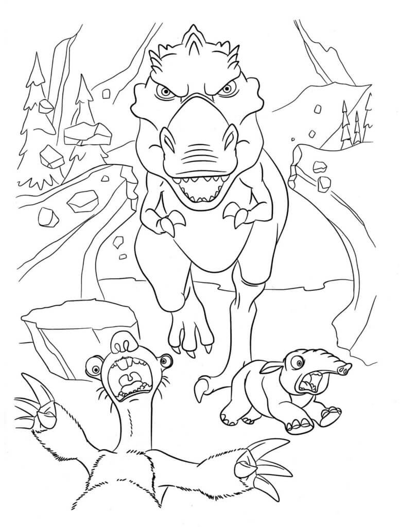 Dibujos de El Amanecer De Los Dinosaurios Caminando para colorear
