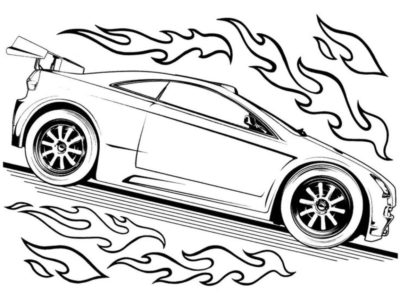 Dibujos de El Auto se Mueve Tan Rápido Que Arde en Llamas en el Aire para colorear