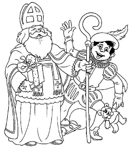 El Divertido Nikolaus y Black Pete para colorir
