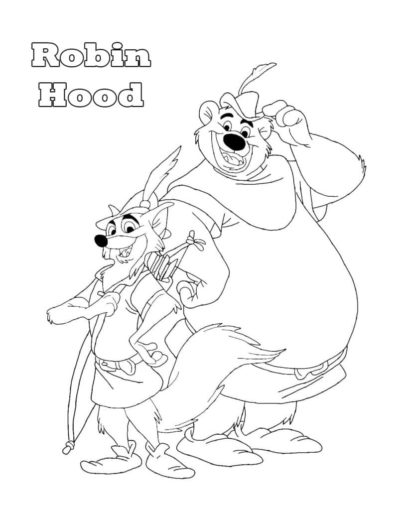 El Divertido Robin Hood y el Pequeño John para colorir