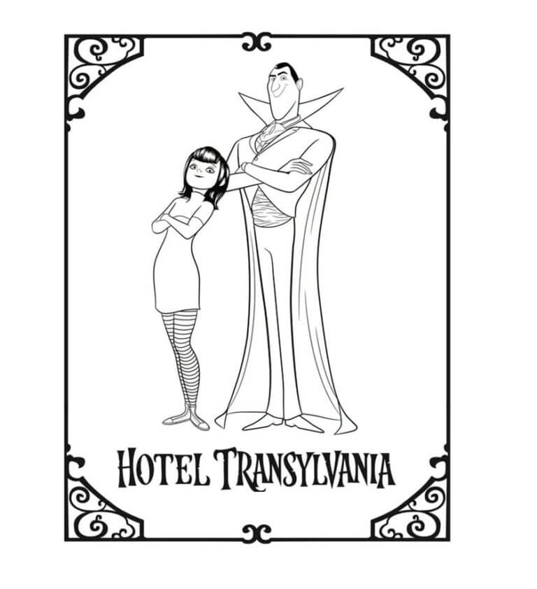 El Dueño Del Hotel Transilvania y Su Hija para colorir
