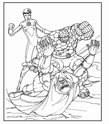 Dibujos de El Hombre De Piedra Y El Hombre De Goma Luchan Contra Monstruos. para colorear