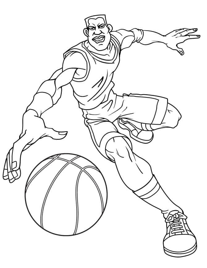 Dibujos de El Jugador De La NBA Tiene La Pelota para colorear