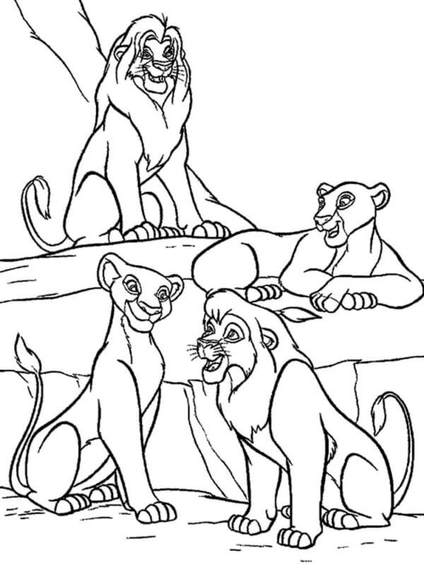 Dibujos de El León De Simba y Nala Coqueteando para colorear